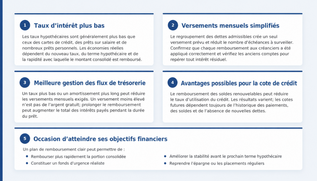 advantages d'utiliser un refinancement pour consolider les dettes