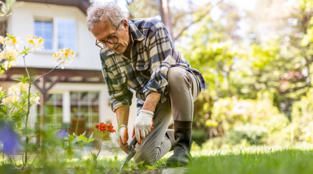 A man gardening.